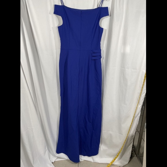 NEW ELIZA J [SZ 12 ]‎ Draped Off The Shoulder Gown In Cobalt - Picture 7 of 12